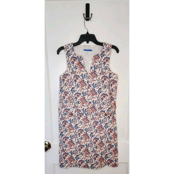 J. McLaughlin XS Rue Linen Floral Print Split V-Neck Shift Dress NWT Pockets - Picture 1 of 6